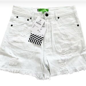 Sandrine Rose & Free People collab White Distressed Denim Shorts